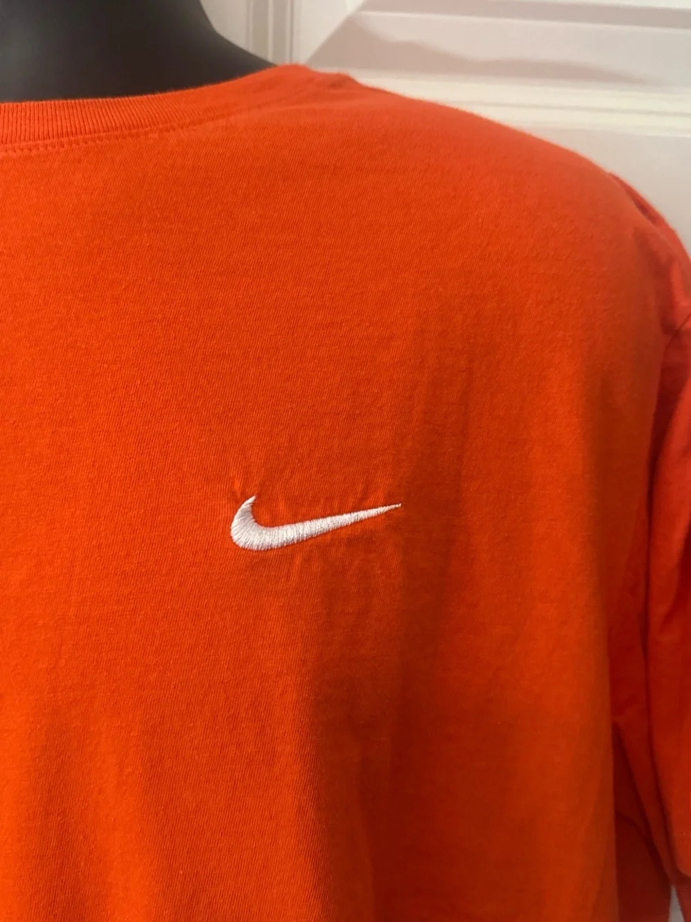 Nike Orange Short Sleeve Crew Tee with White Swoosh
